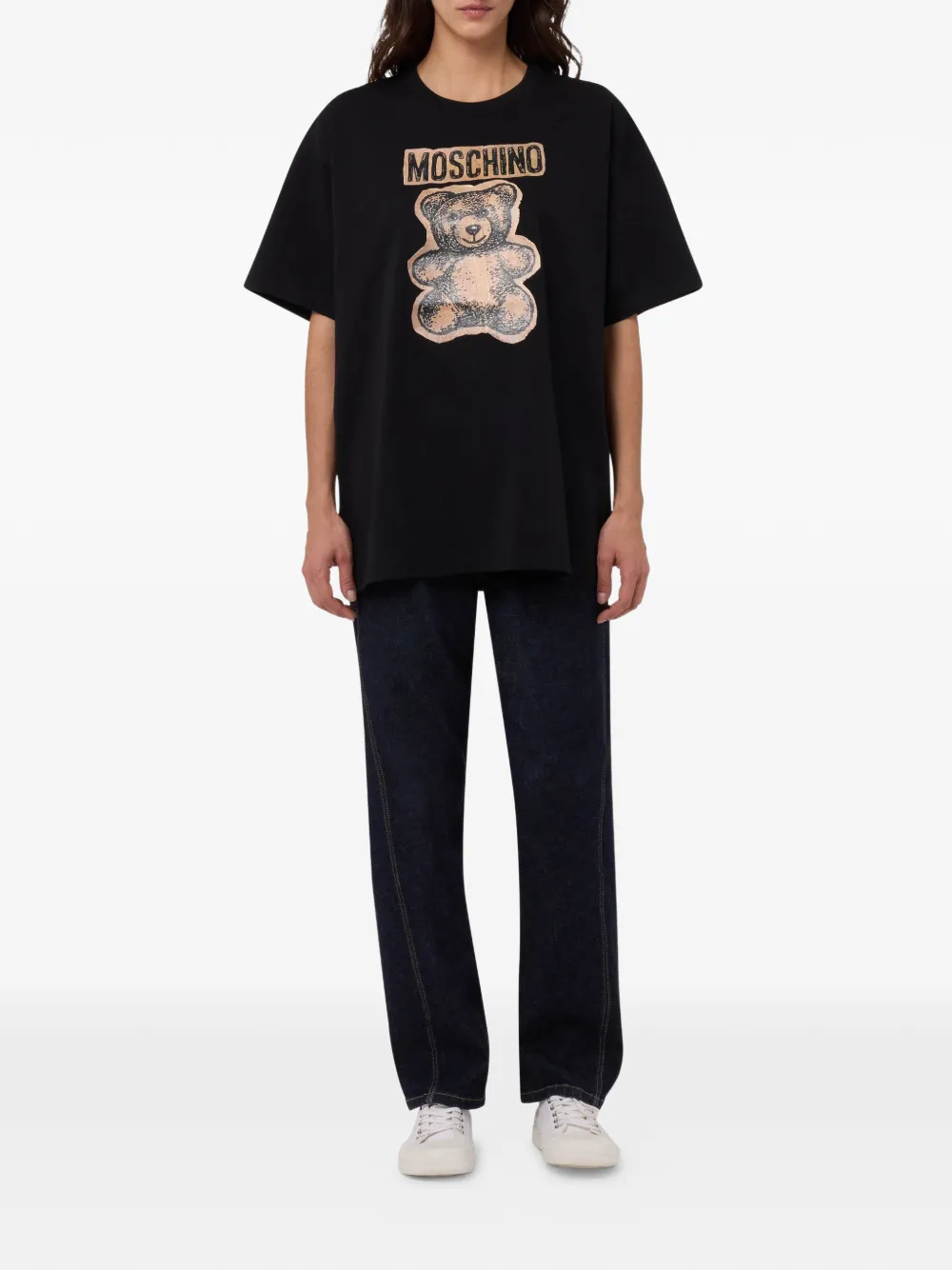 Moschino Teddy Bear jersey T-shirt van biologisch katoen Zwart