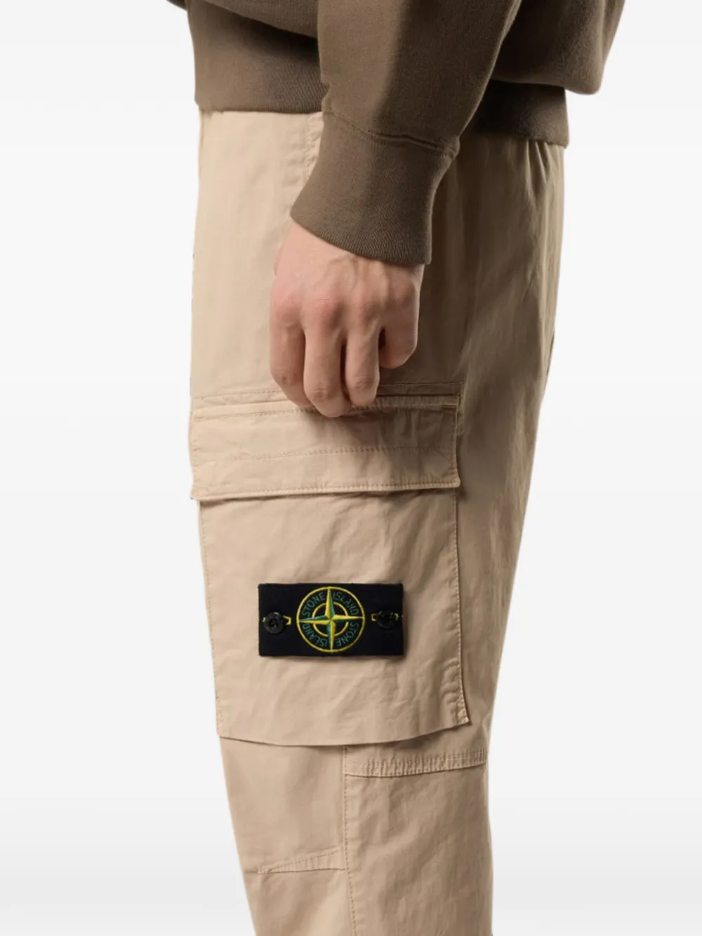 Stone Island Cargo broek met logopatch Beige