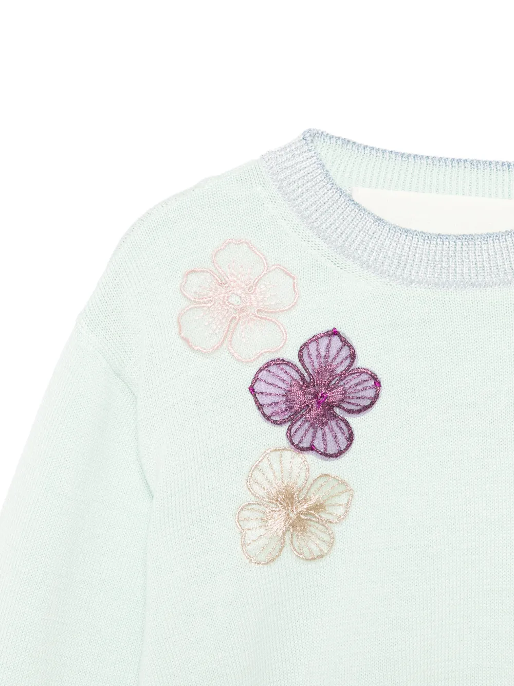  Simonetta Floral Appliqué Sweater - Green 