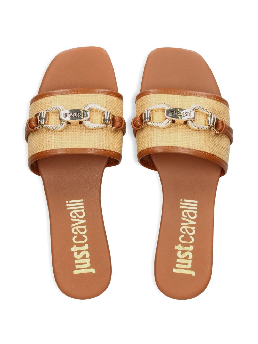 Just Cavalli Sandalen verfraaid met ketting Beige
