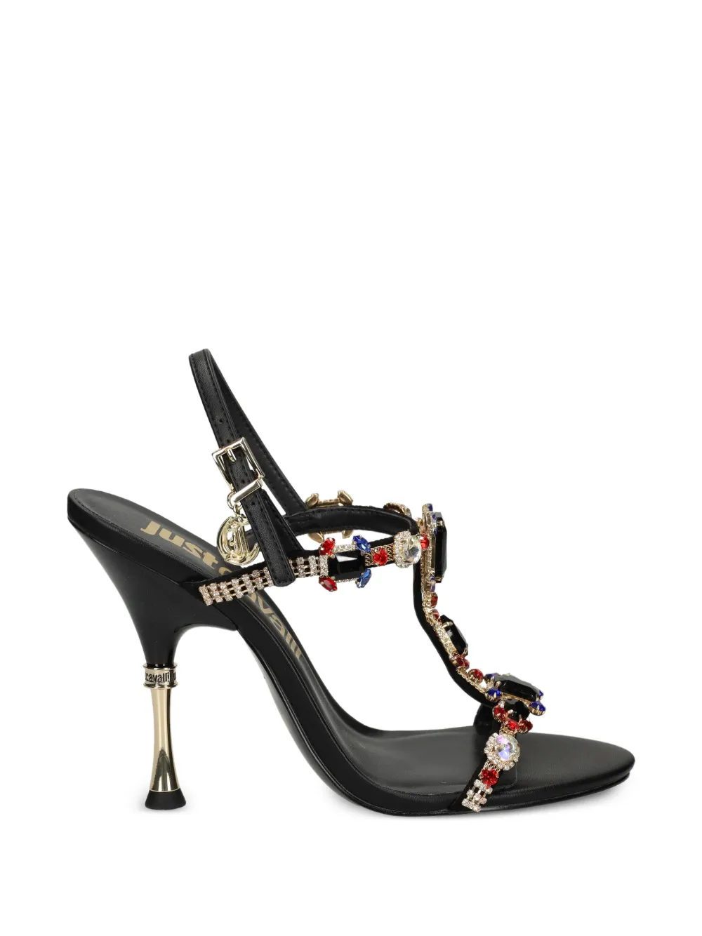 Just Cavalli jewelled slingback sandals Zwart