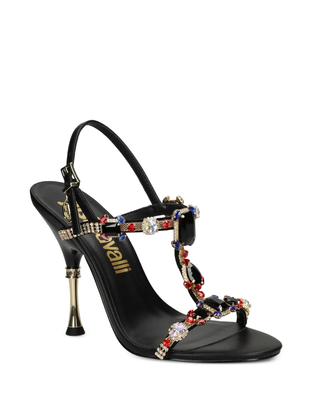 Just Cavalli jewelled slingback sandals Zwart