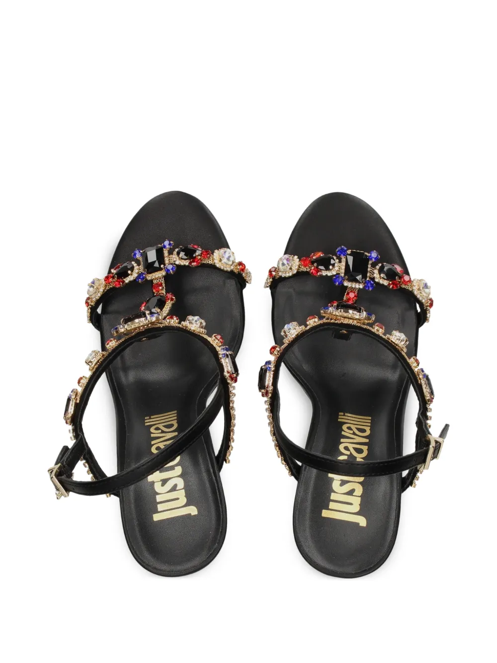 Just Cavalli jewelled slingback sandals Zwart