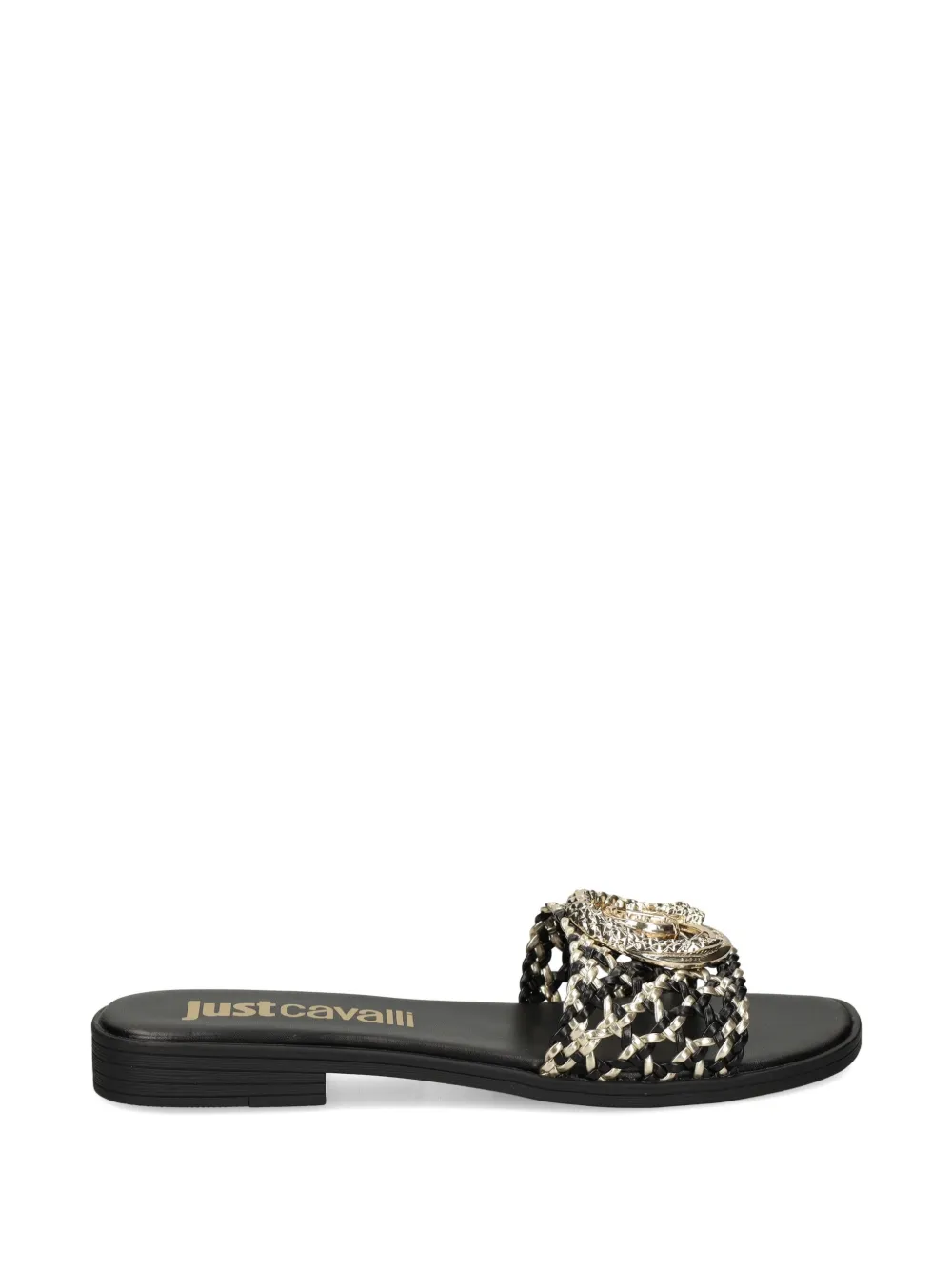 Just Cavalli logo-plaque woven sandals - Nero
