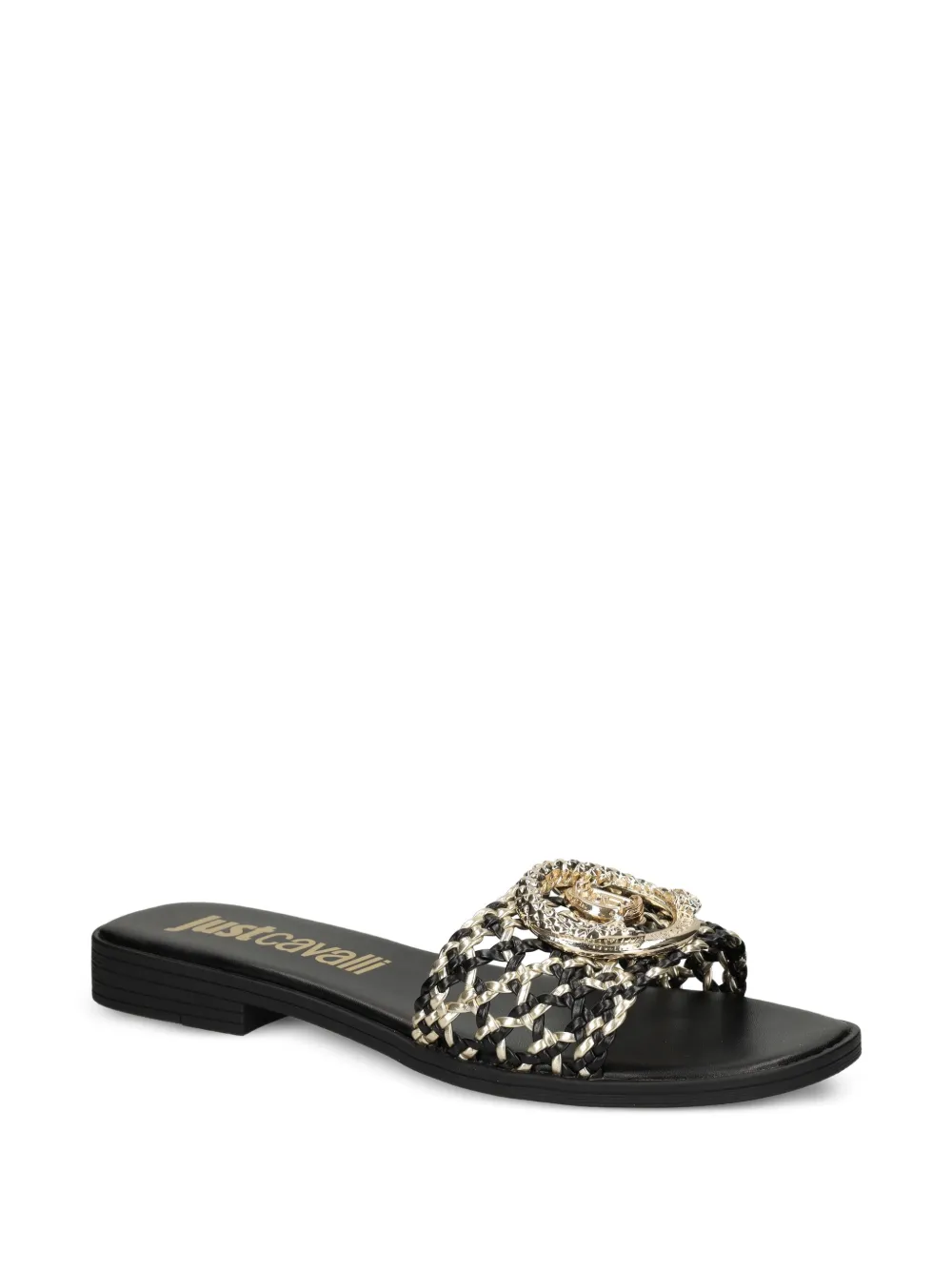 Just Cavalli Sandalen met logoplakkaat Zwart