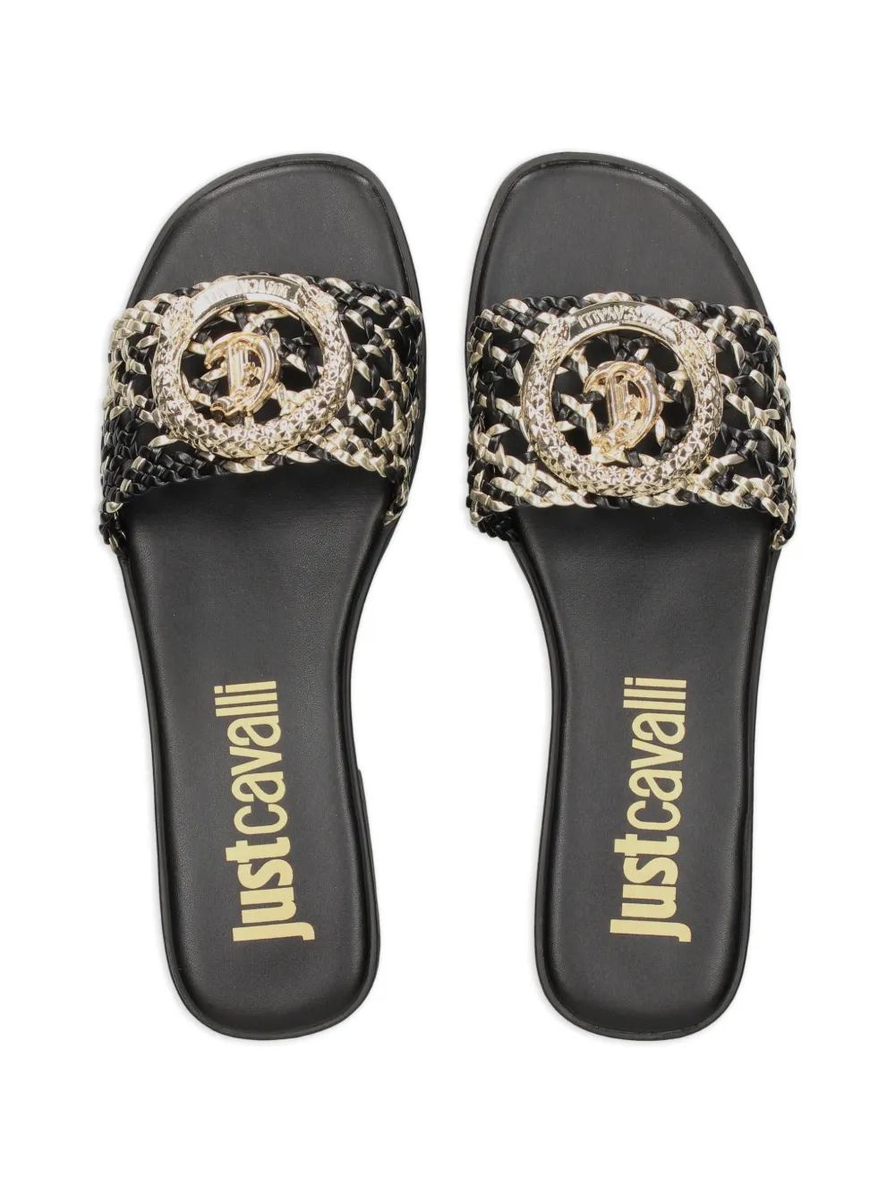 Just Cavalli Sandalen met logoplakkaat Zwart
