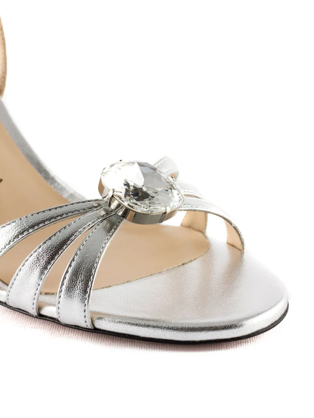 Roberto Festa Sophie Luxor metallic leren sandalen met kristallen Zilver