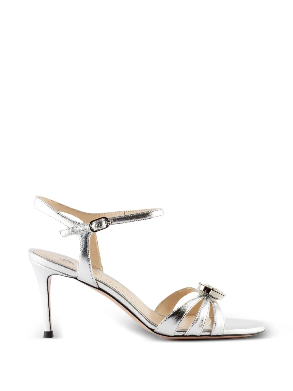 Roberto Festa 80MM Sophie Luxor crystal jewel metallic leather sandals - Argento