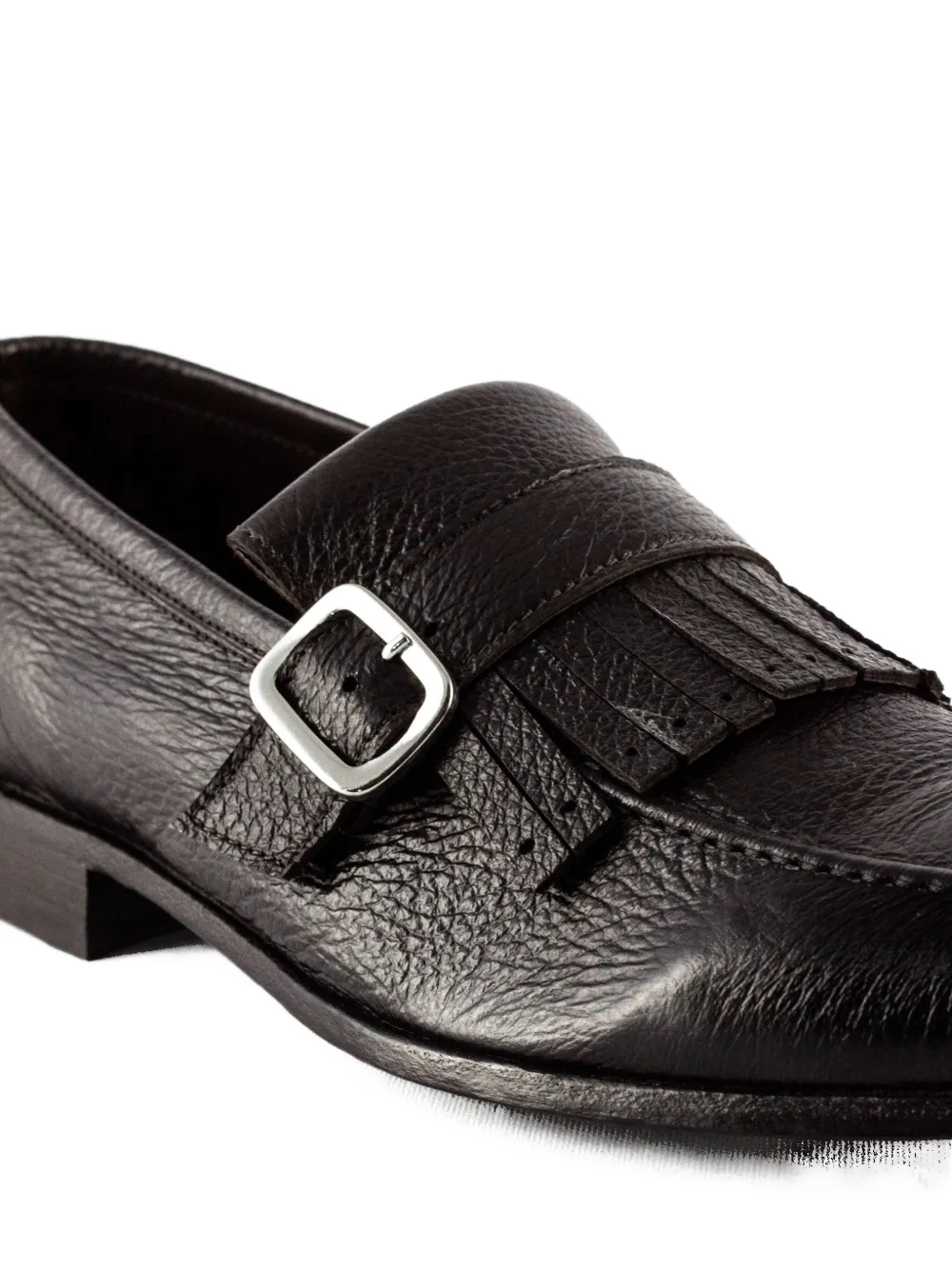 Green George Leren loafers met franje en gesp Bruin