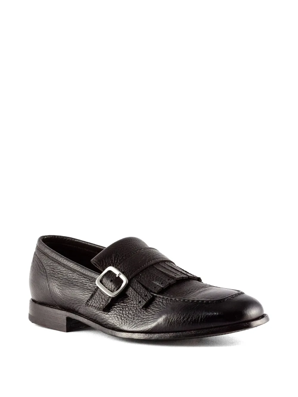 Green George Leren loafers met franje en gesp Bruin