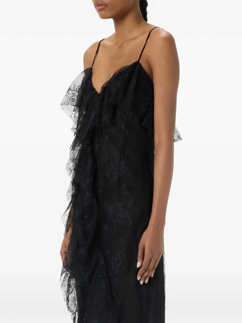 Blumarine Jurk met kant en ruches Zwart
