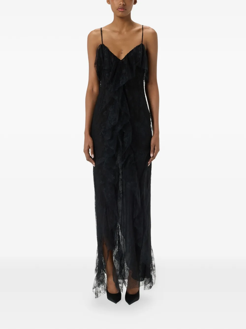 Blumarine Jurk met kant en ruches Zwart