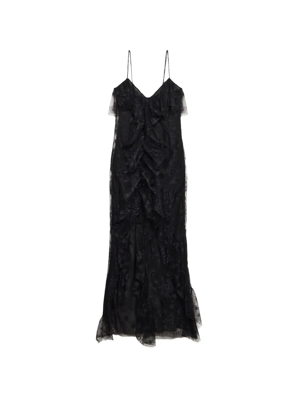 Blumarine lace-patterned ruffled dress - Nero