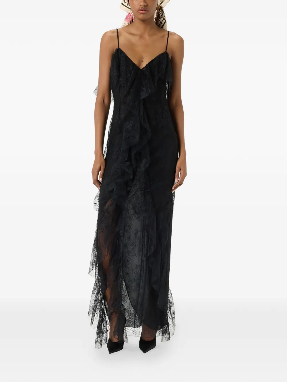 Blumarine Jurk met kant en ruches Zwart