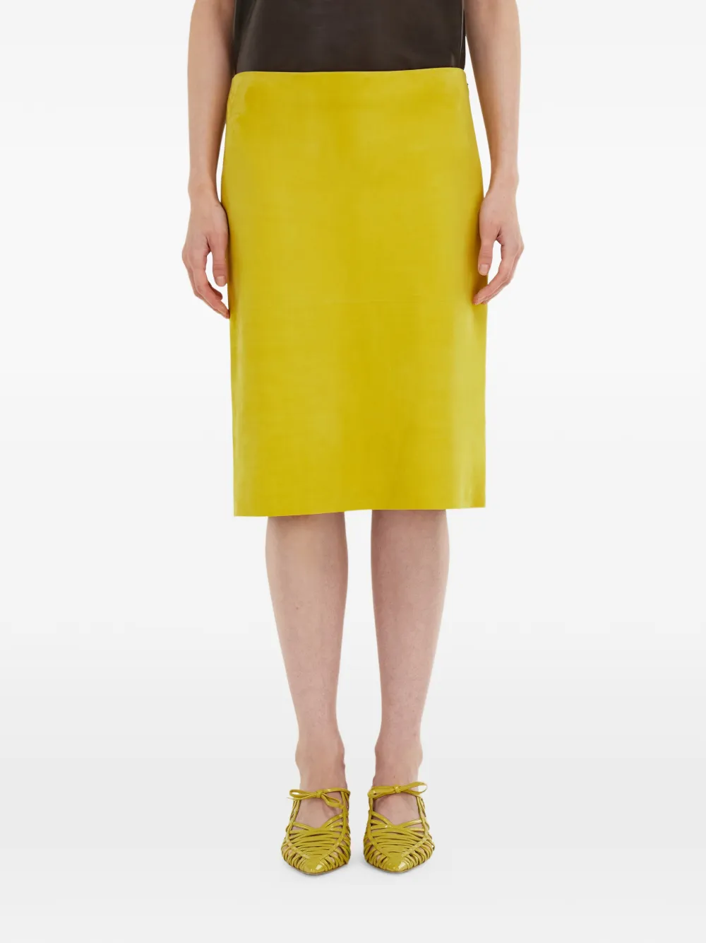  Ferragamo Nubuck Pencil Skirt - Yellow 