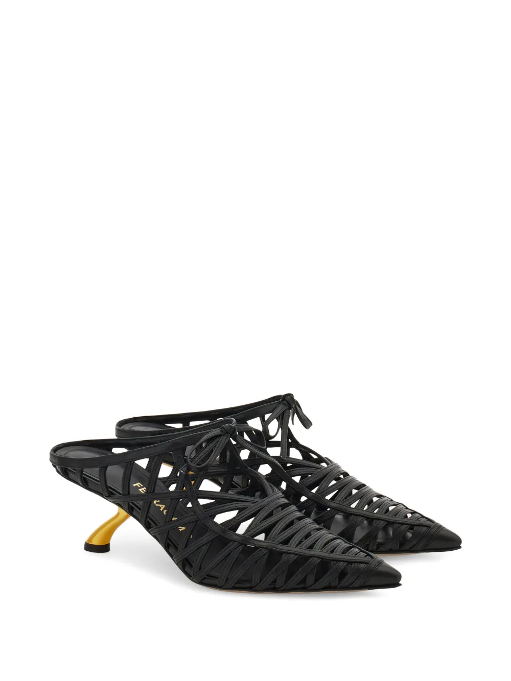Ferragamo Muiltjes met S-vormige hak Zwart