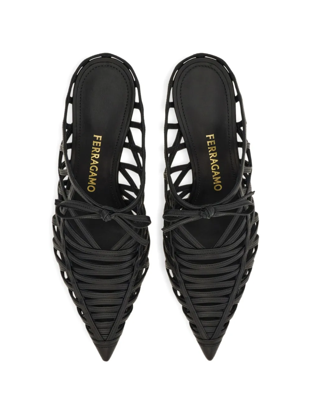 Ferragamo Muiltjes met S-vormige hak Zwart