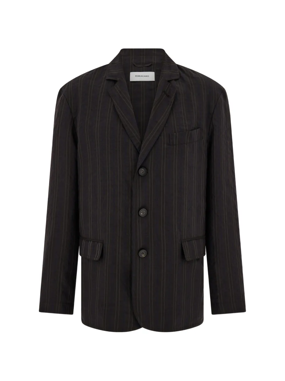 Ferragamo Single Breasted Blazer In Brown