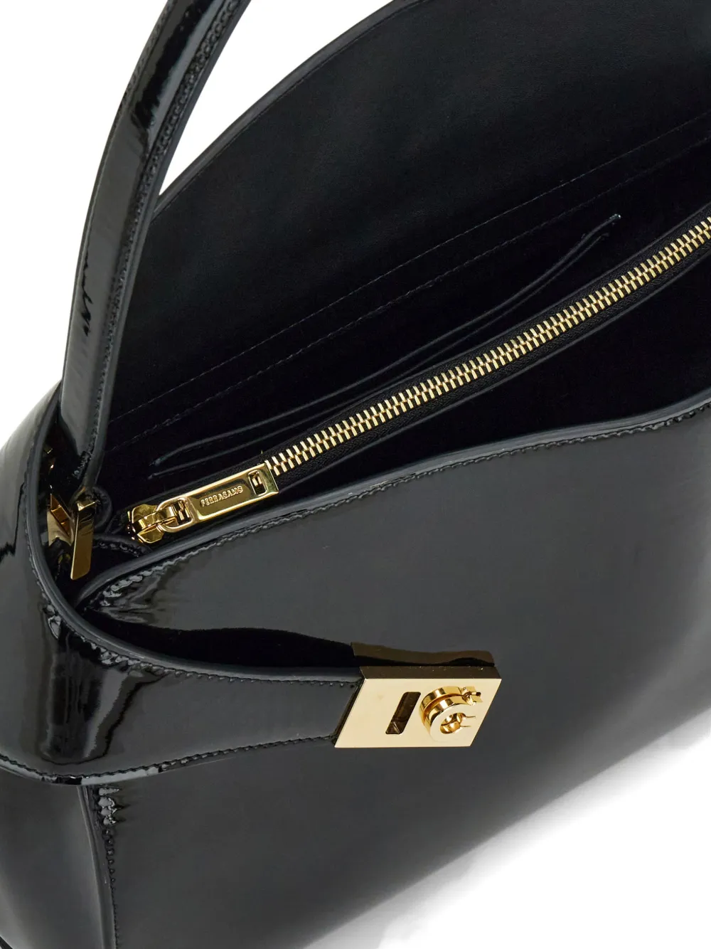 Ferragamo Medium Hug zachte schoudertas Zwart