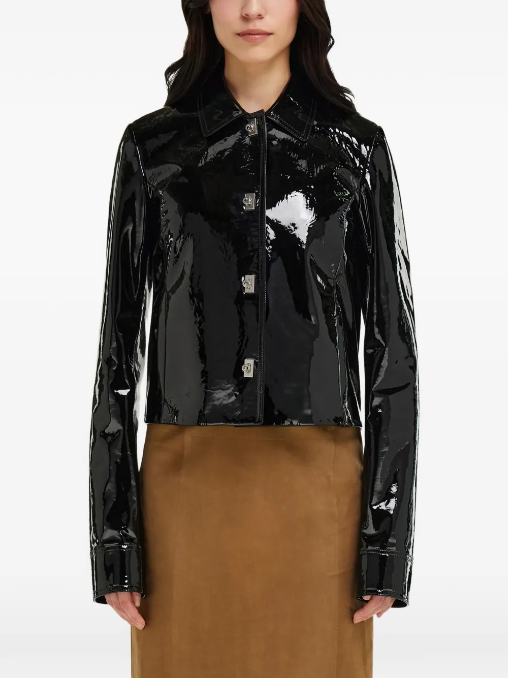  Ferragamo Boxy Nappa Jacket - Black 