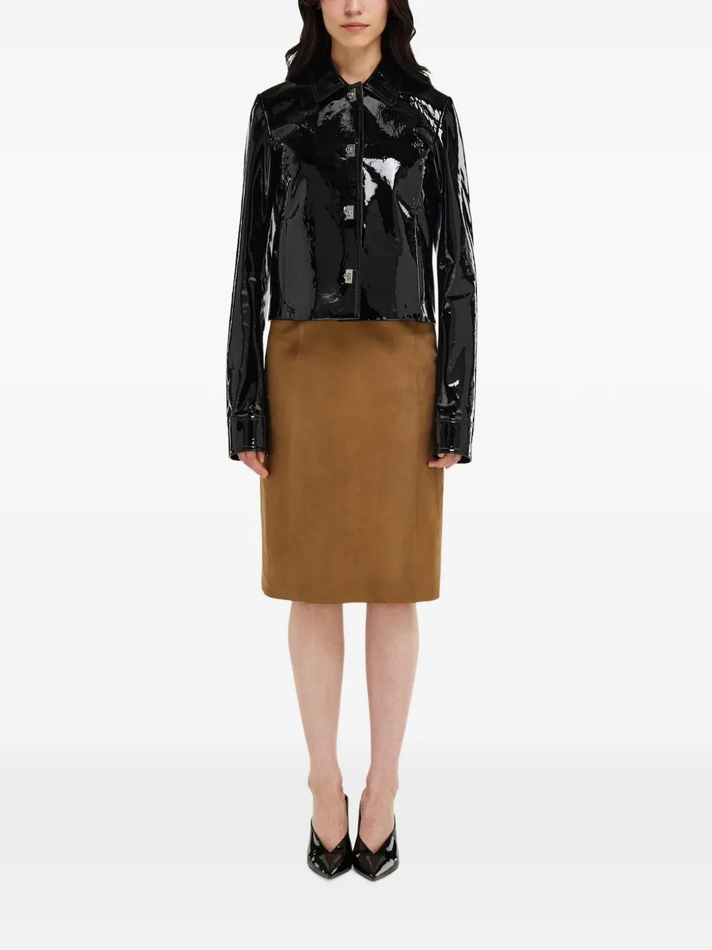  Ferragamo Boxy Nappa Jacket - Black 