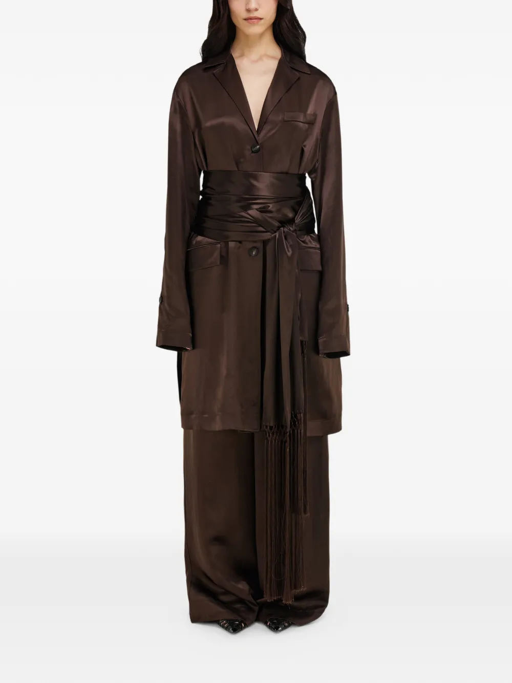  Ferragamo Satin Trouser - Brown 