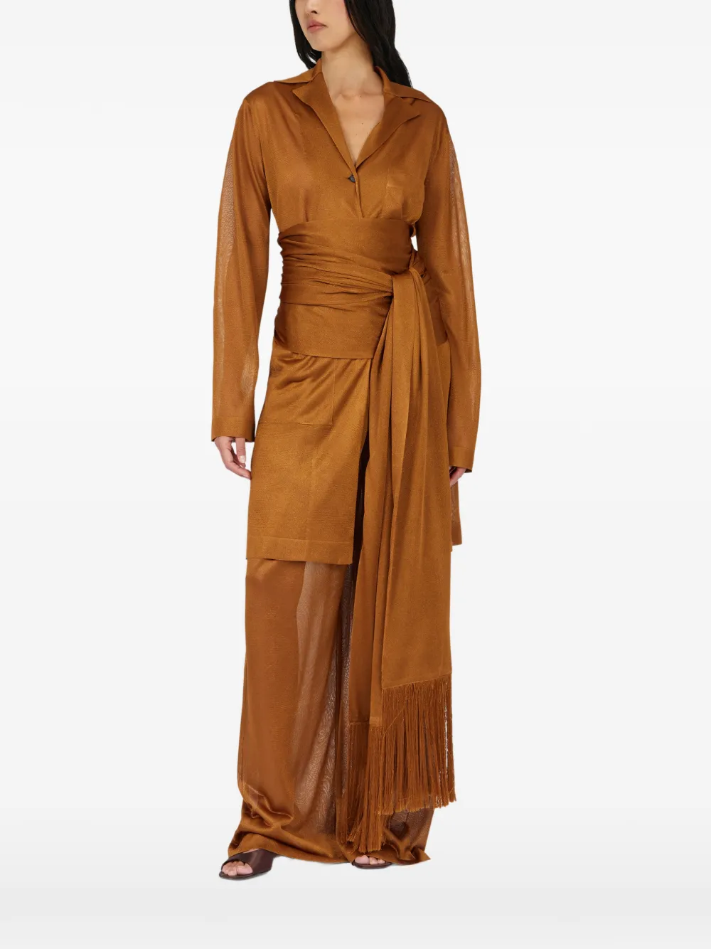 Ferragamo jersey duster - Brown