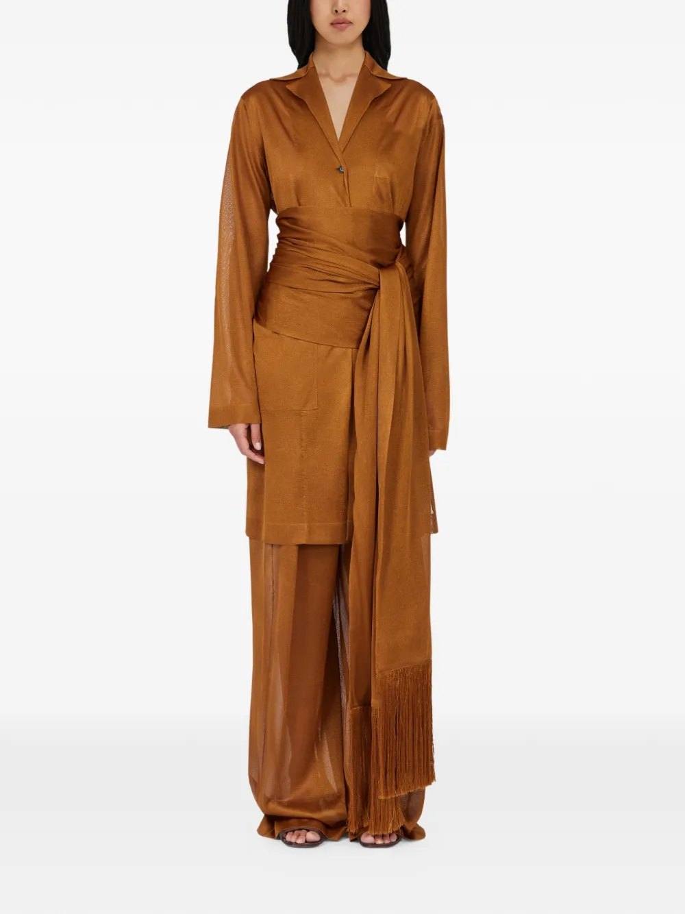 Ferragamo jersey duster - Brown