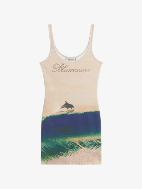 Blumarine ribbet kjole med tryk