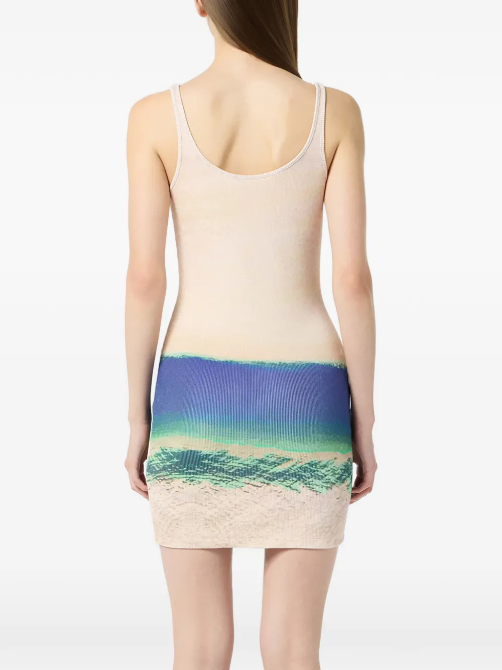 Blumarine Geribbelde jurk met print Beige