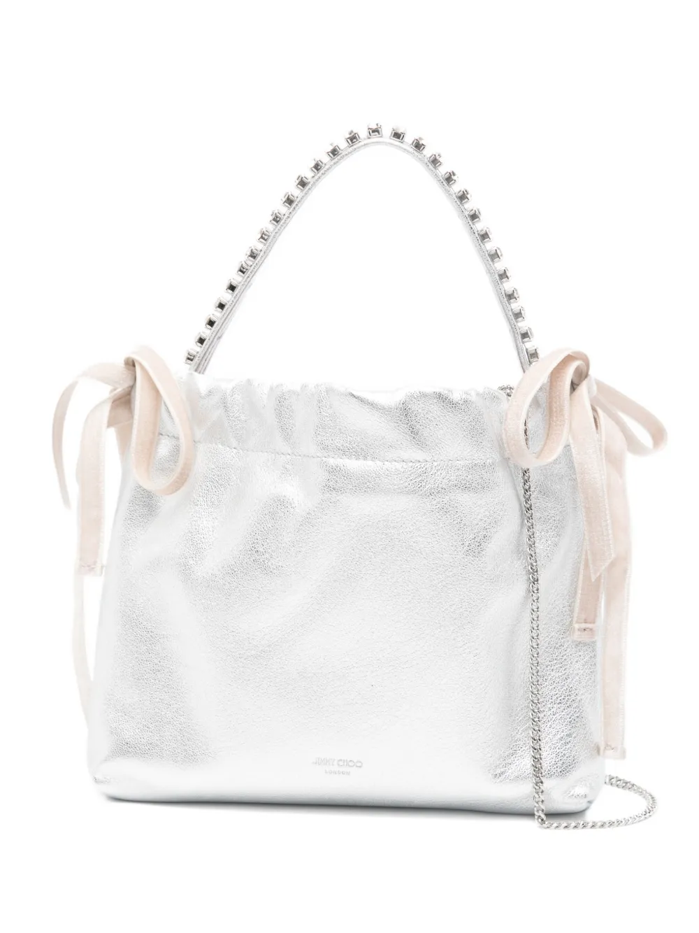 Jimmy Choo mini embellished drawstring tote bag - Argento