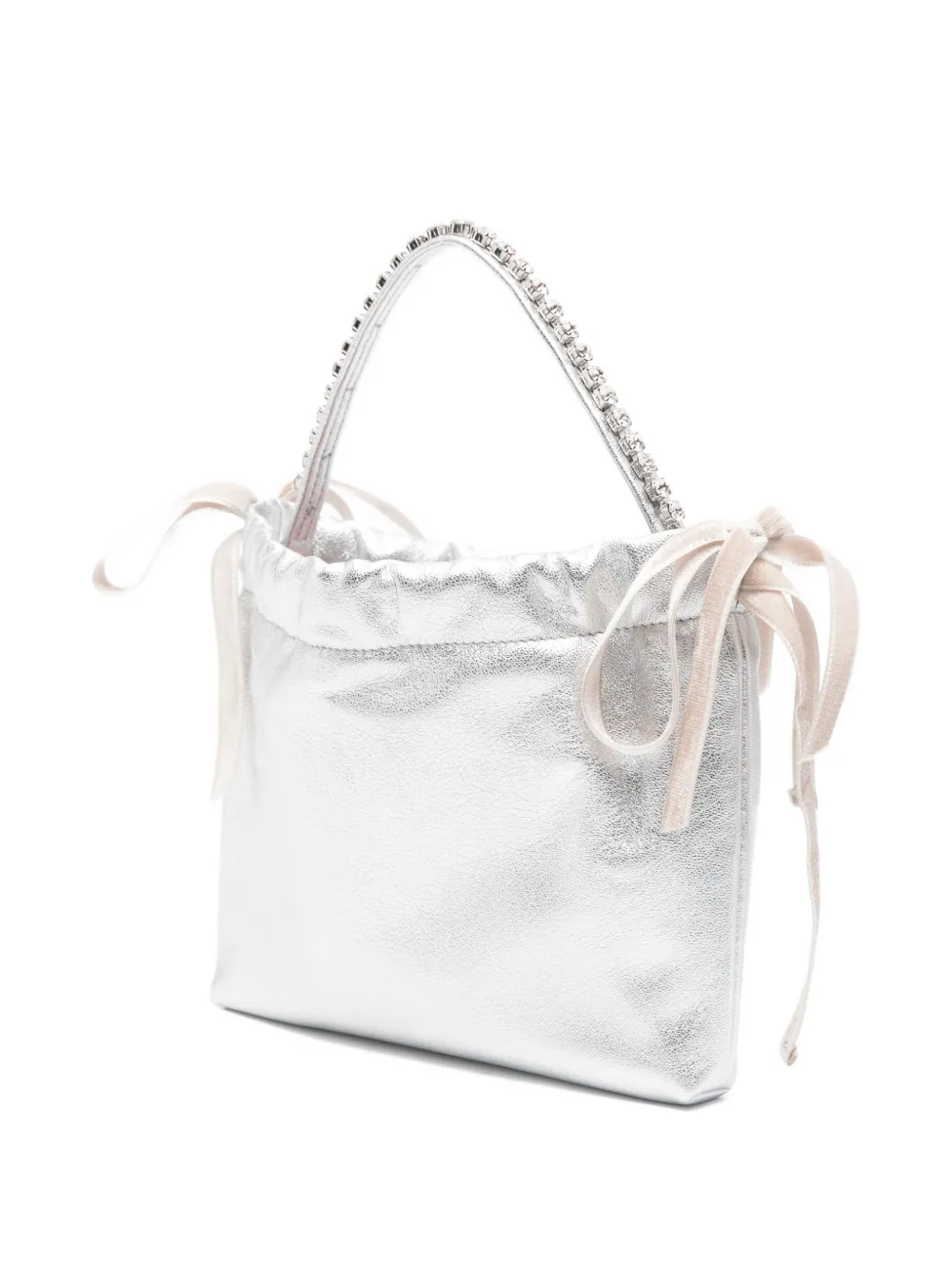  Jimmy Choo Mini Embellished Drawstring Tote Bag - Silver 