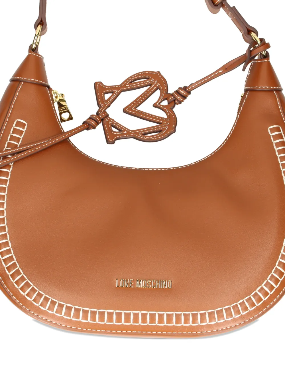 Heart-Charm Stitched Shoulder Bag