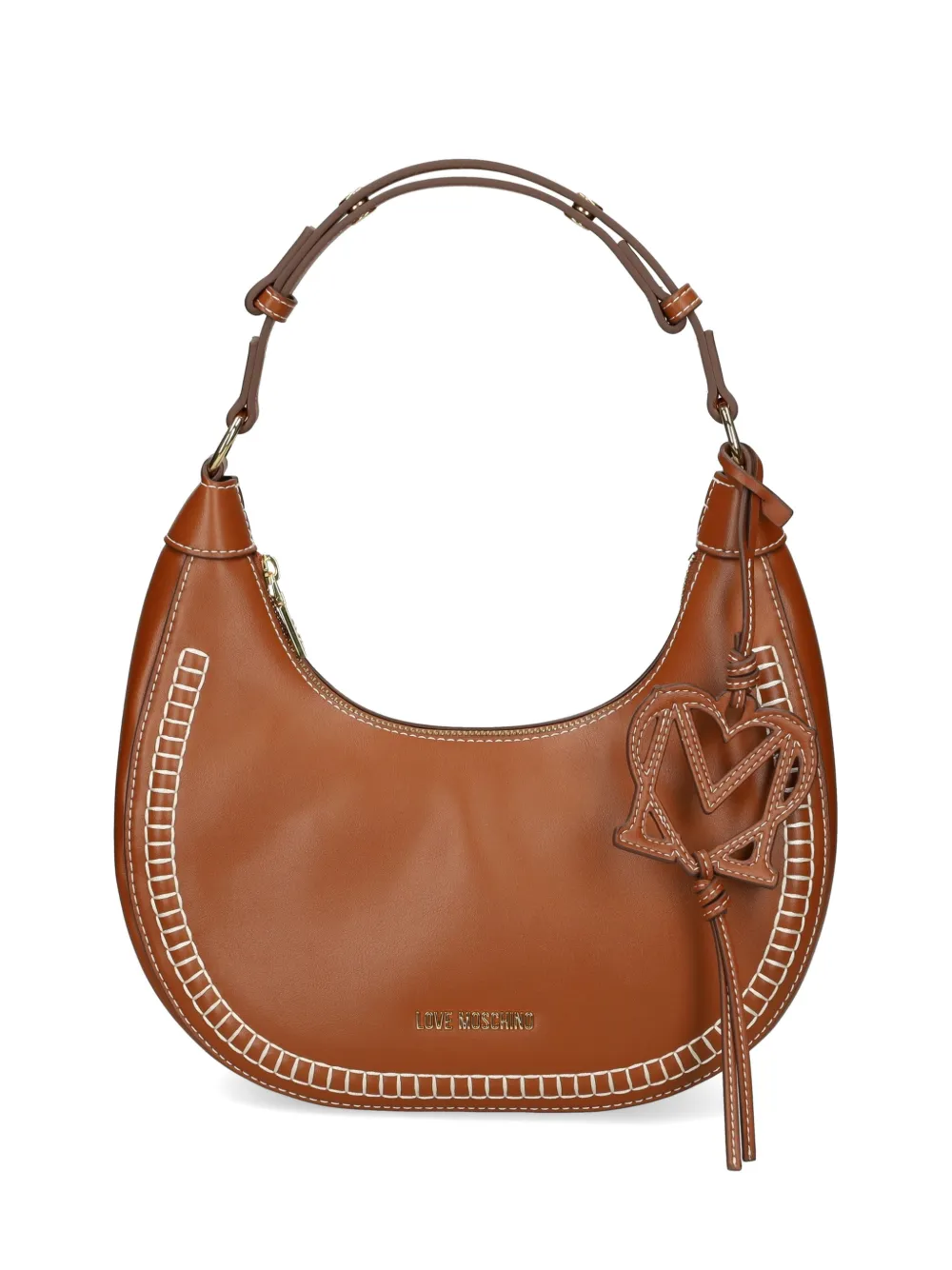 Love Moschino heart-charm stitched shoulder bag - Marrone