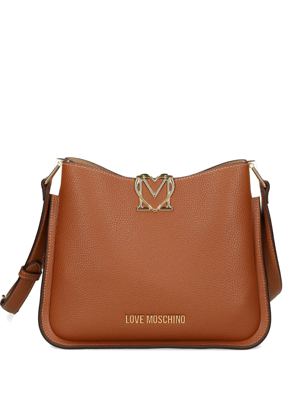 Love Moschino logo-plaque shoulder bag - Marrone