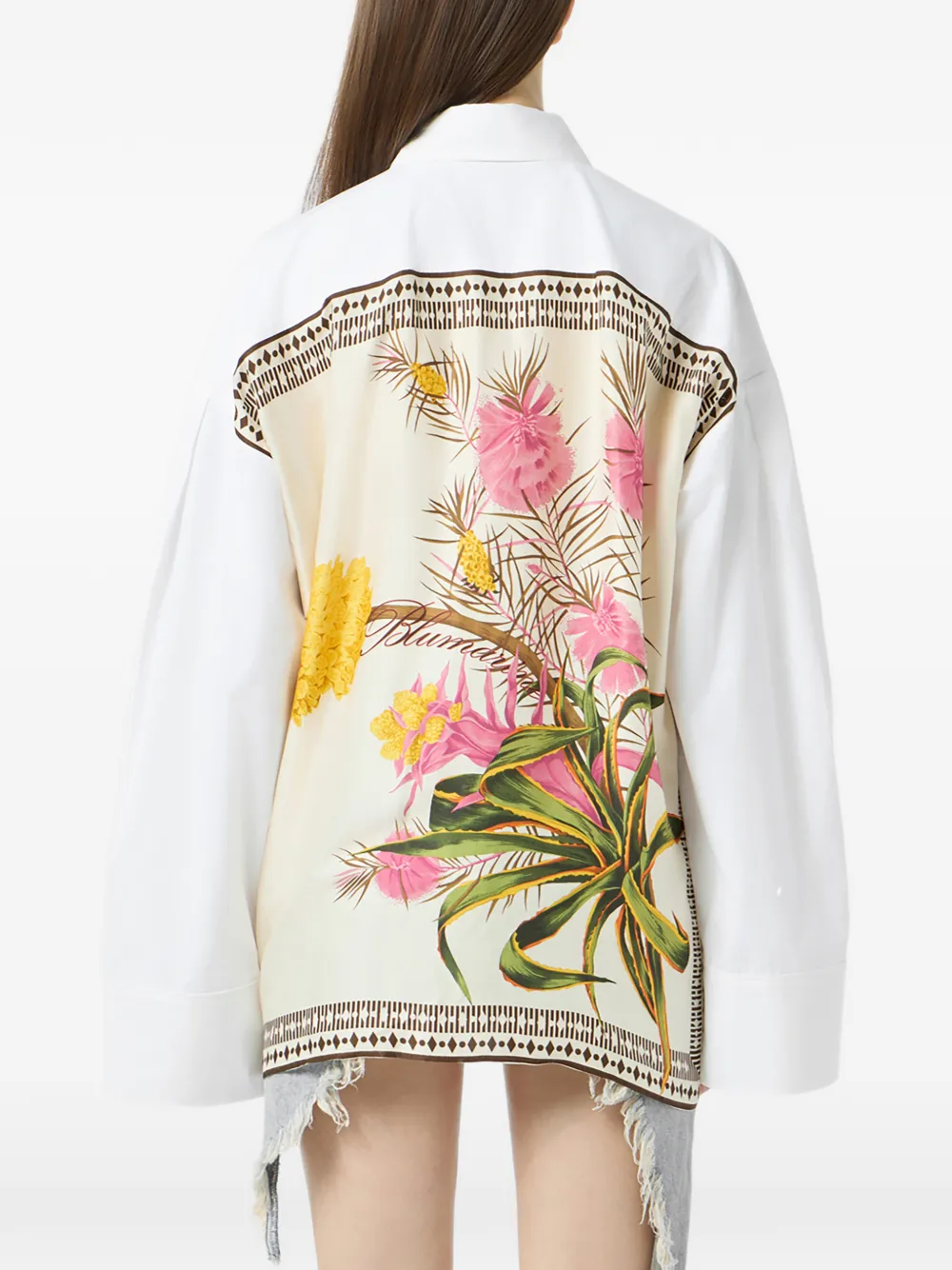 Blumarine Katoenen blouse met zakprint Wit