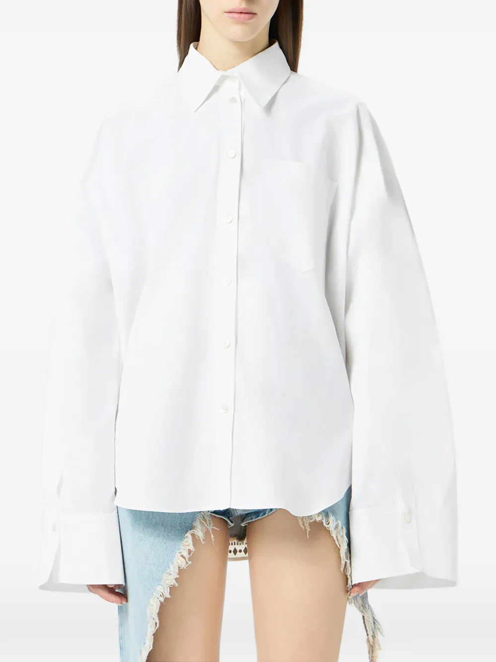 Blumarine Katoenen blouse met zakprint Wit