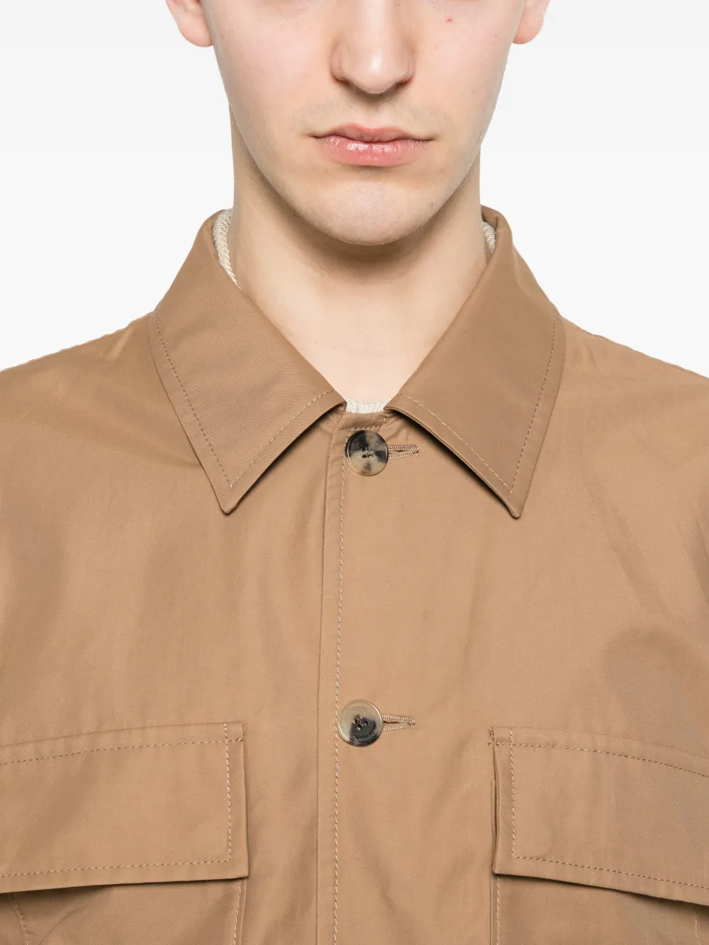 Jacob Cohën Shirtjack met zak aan de voorzijde Bruin