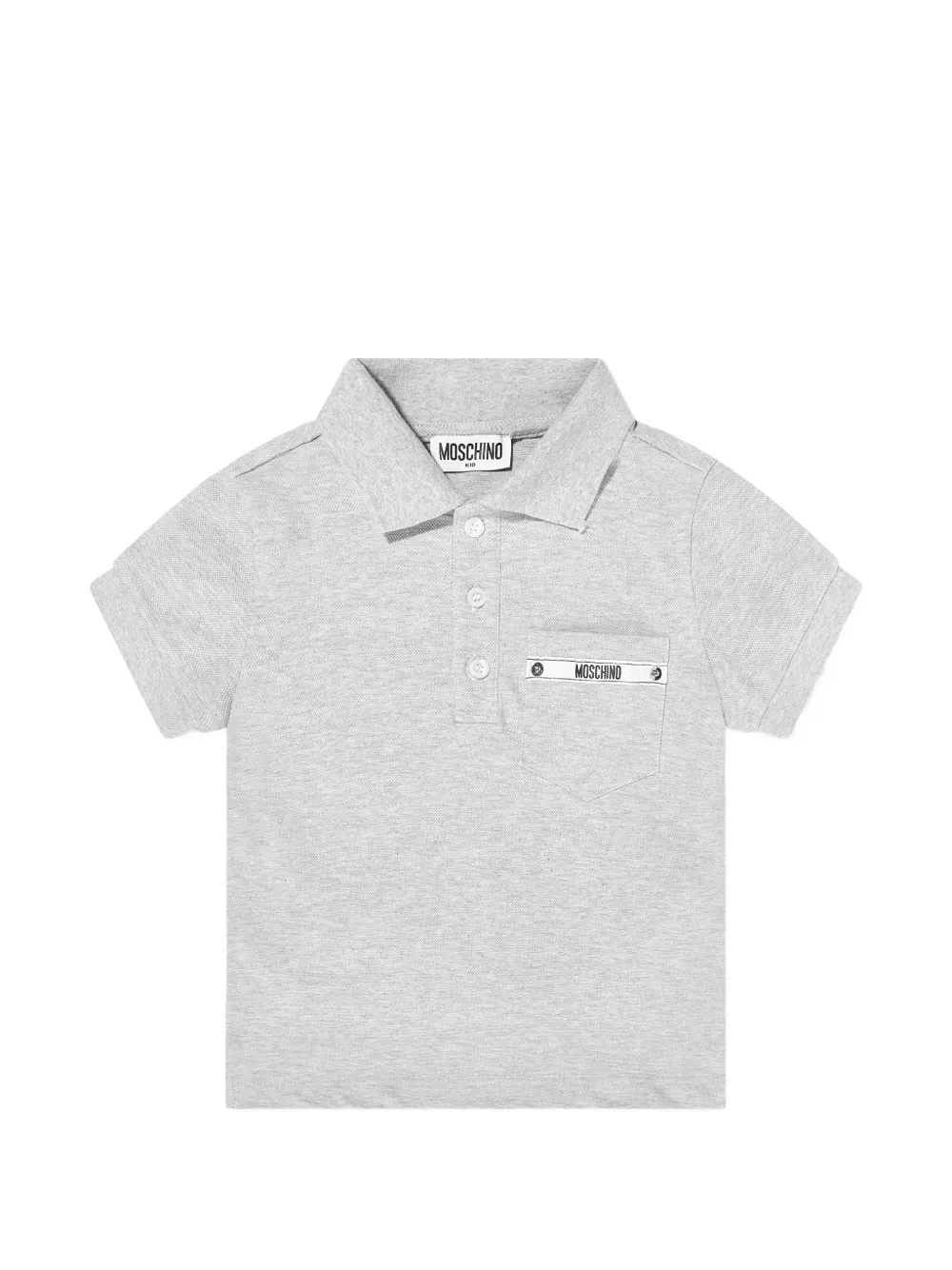 Moschino Kids logo-patch polo shirt - Grigio