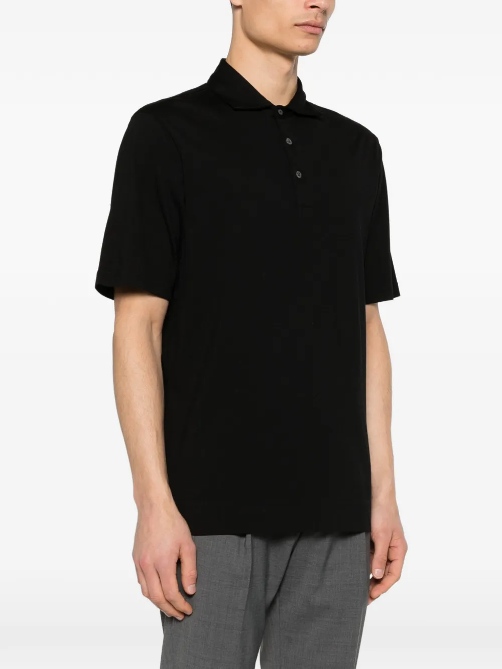 Lardini Poloshirt met knopen Zwart