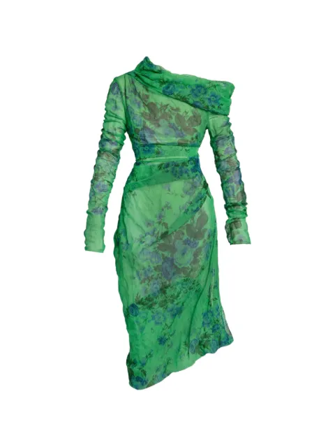 ERDEM floral-print one-shoulder dress