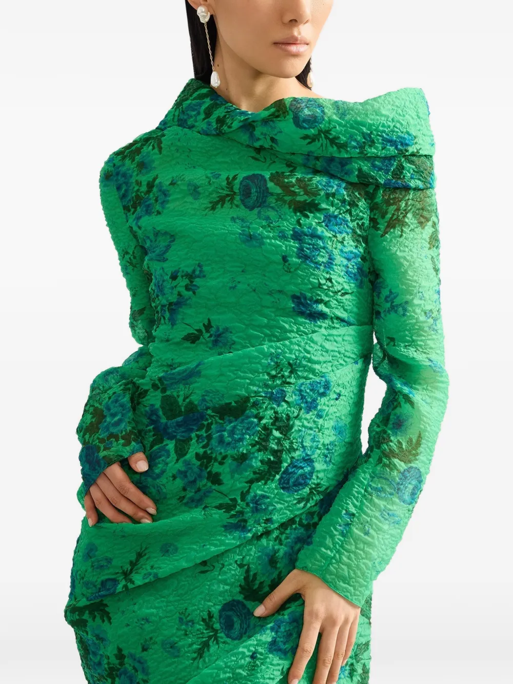 ERDEM Asymmetrische jurk Groen