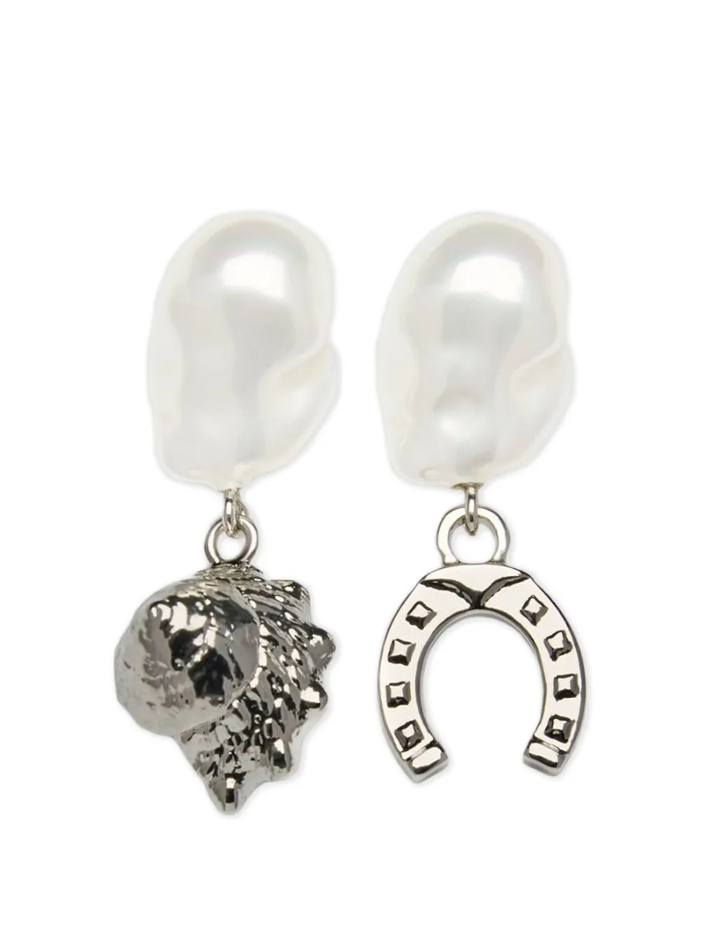ERDEM pearl horseshoe charm earrings - Argento