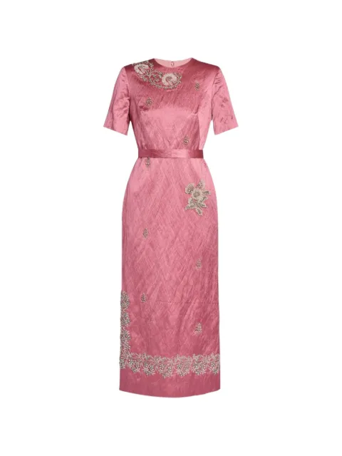 ERDEM floral-embroidered belted midi dress