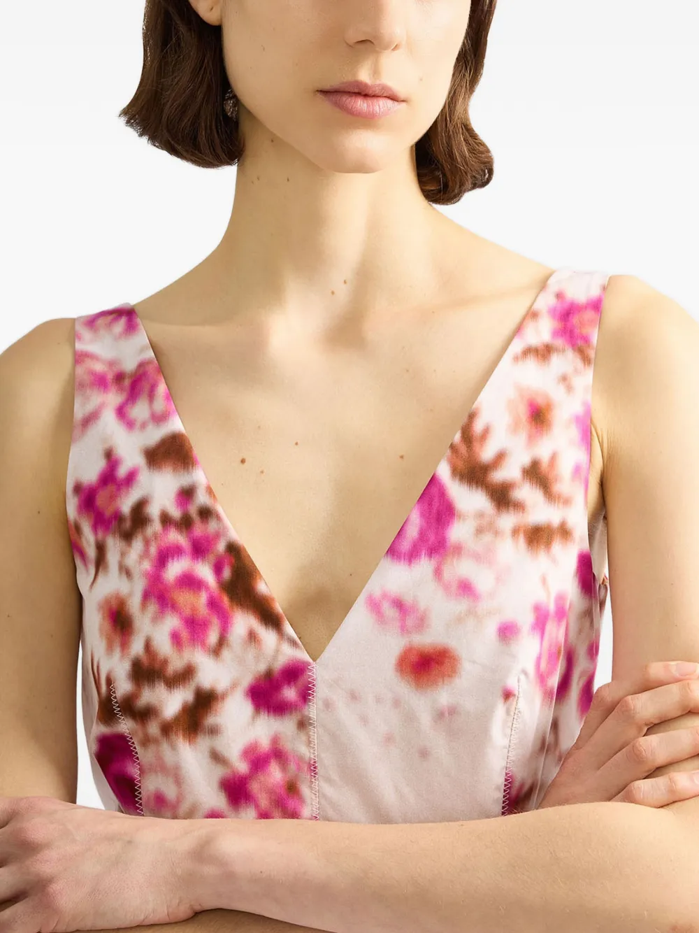 ERDEM Midi-jurk met bloemenpatroon en V-hals Wit