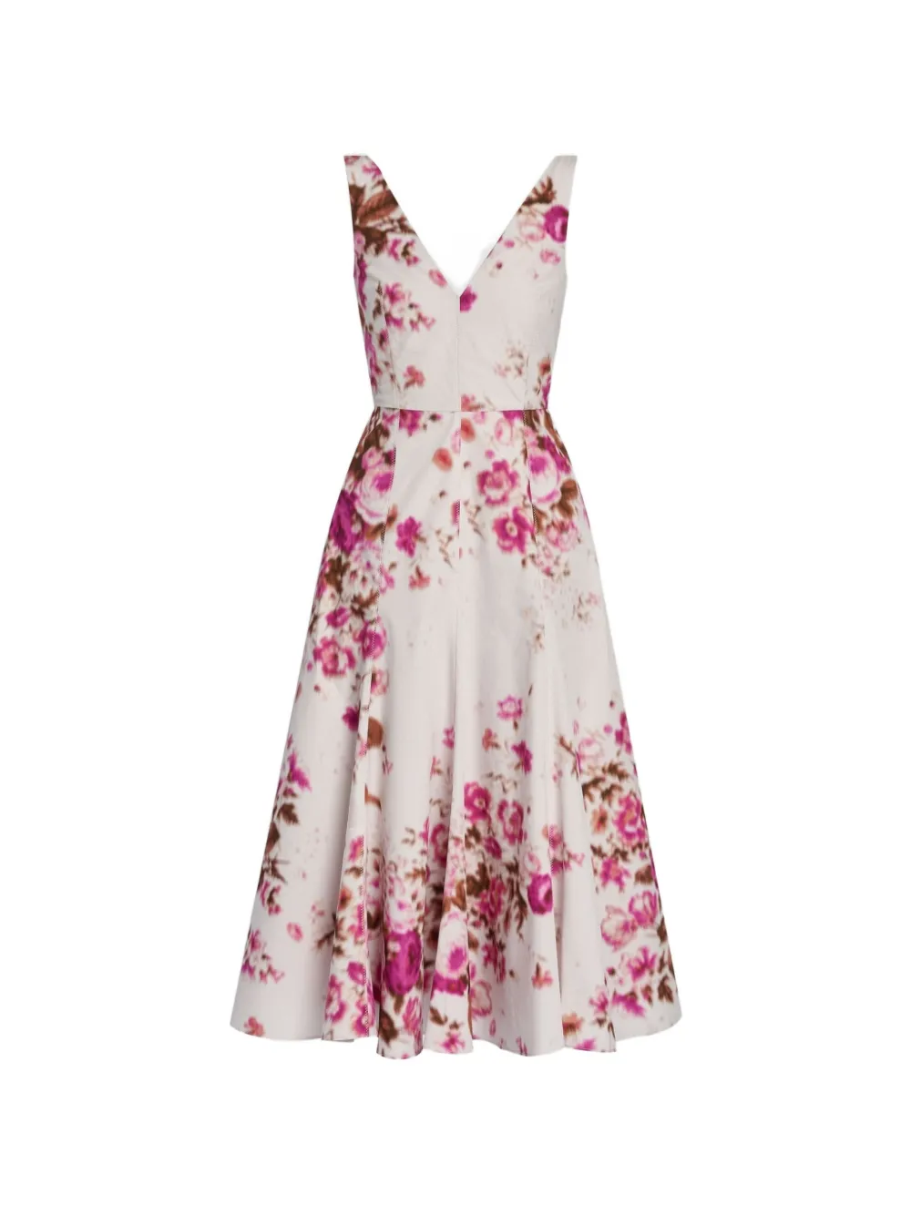 ERDEM V-neck floral-pattern midi dress - Bianco