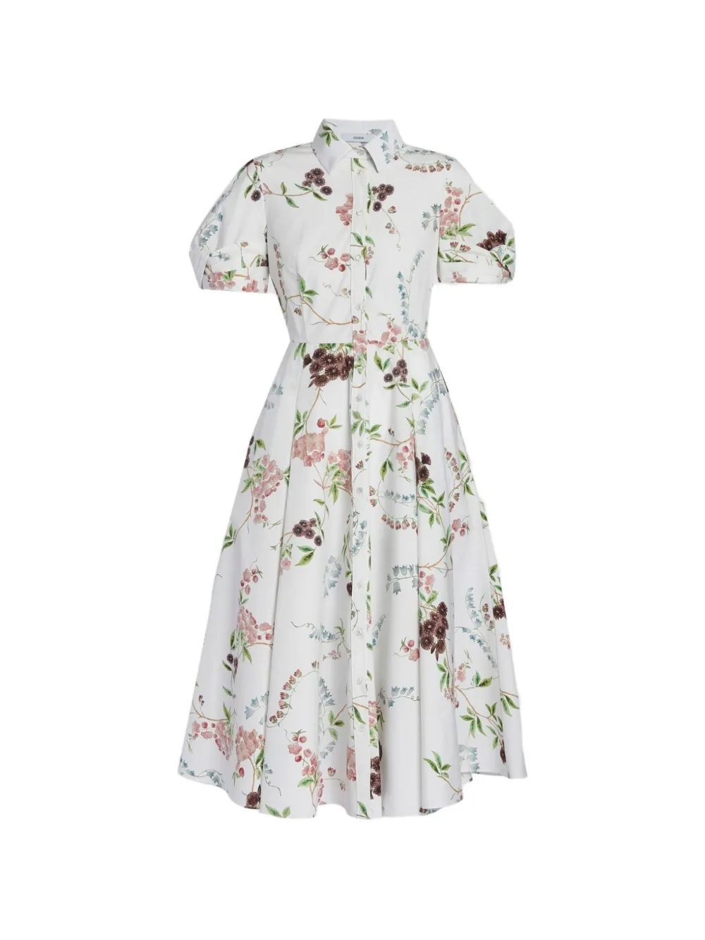 ERDEM Abito midi floreale a maniche corte - Bianco