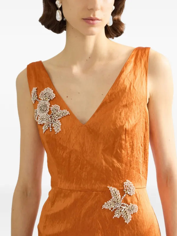 erdem gold dress Embellished satin midi dress in yellow - Erdem