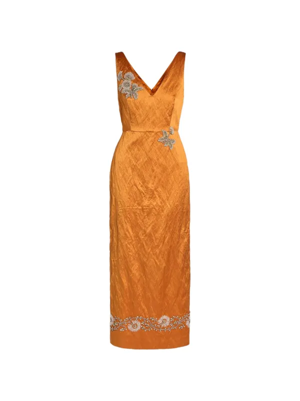 erdem orange dress ERDEM V-neck Maxi Dress | Orange