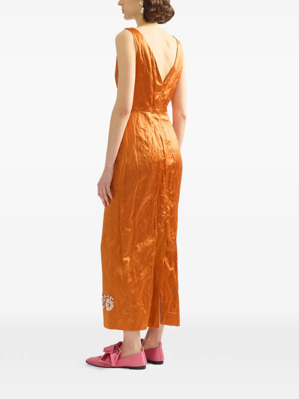 ERDEM Maxi-jurk met V-hals Oranje